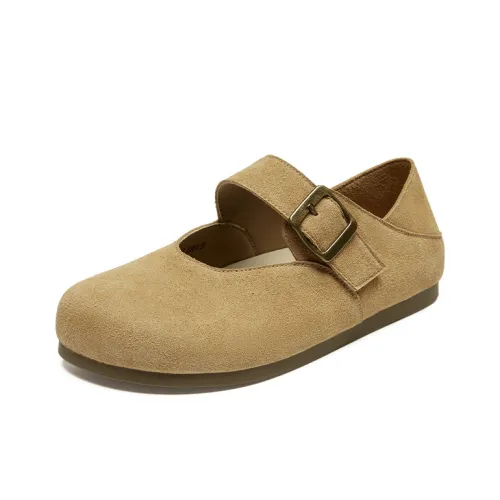 JOSINY Весна Универсальный Эксклюзивный Мода Легкий Birkenstock Стиль Обувь Плоская подошва Туфли Мэри Джейн Женские Верблюжий цвет