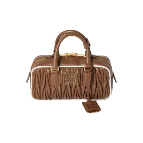 MIU MIU Arcadie series Напп-кожа Сумка через плечо Сумка Женская Коньяк Белый