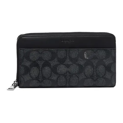 COACH Покрытый холст Аккордеонная сумка Клатч Кошелек Мужской Серый Черный