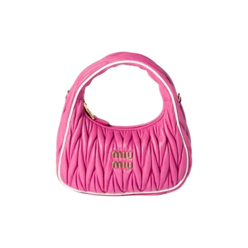 MIU MIU Wander Series Напп Кожа Сумка через плечо Сумка Женская Розовая и Белая
