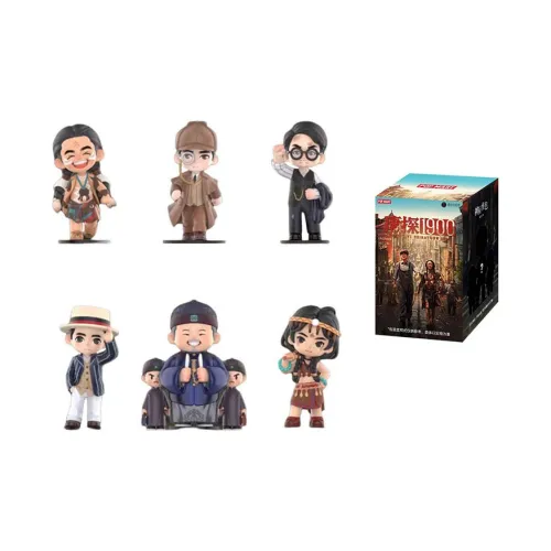 POP MART Коллаборация Edition Tang Detective 1900 Collection Фигурка Модный Модный Слепые коробки Один Mystery Коробка Целая коробка 6 шт