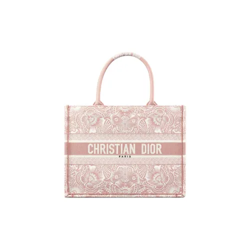 DIOR BookTote Хлопок Тоут Сумка Сумка для покупок Сумка на плечо Сумка среднего размера Женская Персиково-розовый цвет