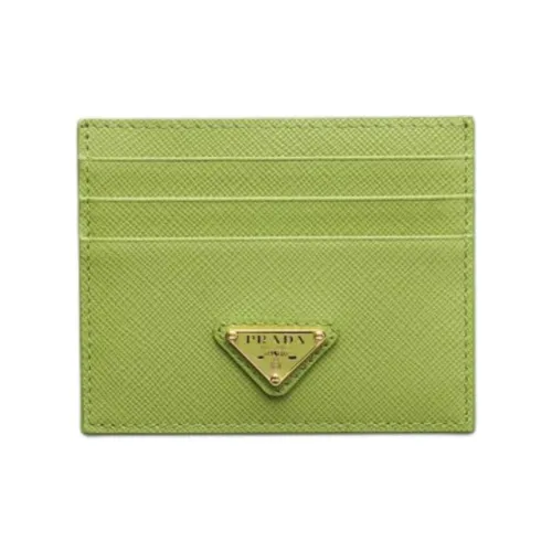PRADA Saffiano Телячья кожа Держатель для карт Стандартный Женский Газонный зеленый