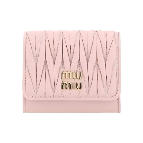 MIU MIU Matelassé Sheepskin Wallet Women's Pink