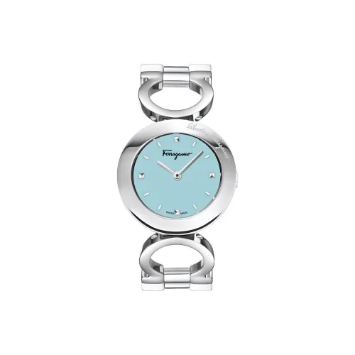 Ferragamo Женские часы Кварцевый механизм Ремешок из нержавеющей стали 28 мм Синий циферблат