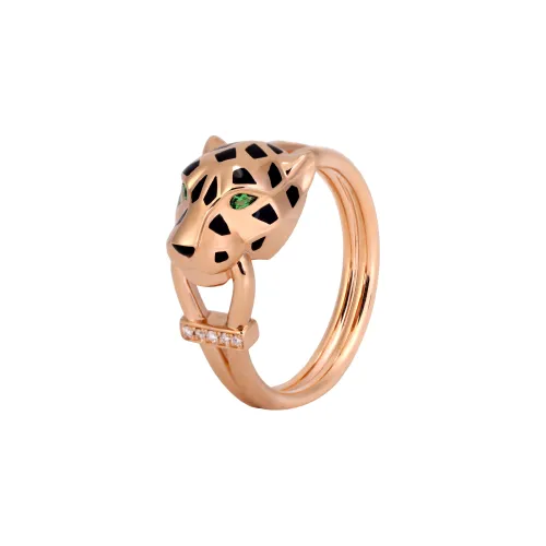 Cartier Кольцо Panthère De Cartier Розовое Золото, Гранаты-цавориты, Оникс, Черный Лак, Бриллианты