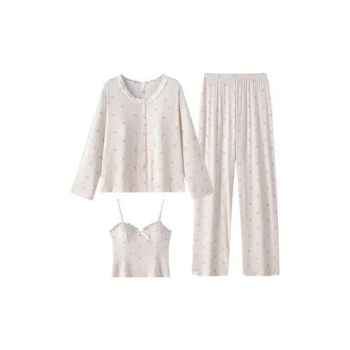 Gongdie Pajama Комплект Женский Кремовый Абрикос