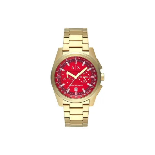 ARMANI EXCHANGEAE Мужские часы Кварцевый механизм Ремешок из нержавеющей стали 44 мм Красный циферблат Часы