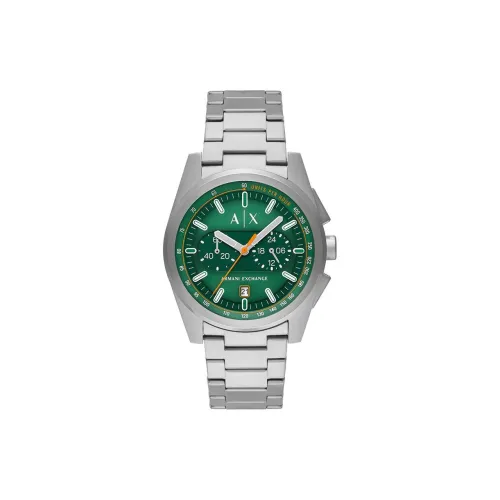 ARMANI EXCHANGE AE ARMANI Мужские часы Кварцевый механизм Ремешок из нержавеющей стали 44 мм Зеленый циферблат
