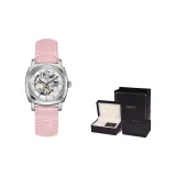 Серебряный корпус, розовый ремешок