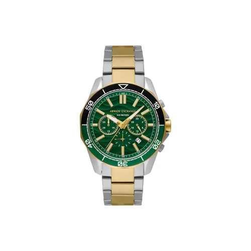 ARMANI EXCHANGEAE Мужские часы Кварцевый механизм Ремешок из нержавеющей стали 44 мм Зеленый циферблат