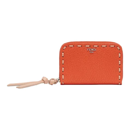 FENDI Peekaboo Кожа Кошелек Мини Женский Оранжевый