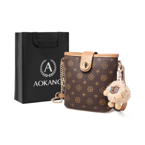 AOKANG Сумка-ведро из ПВХ Сумка через плечо Мини Женский Кофейный Экрю