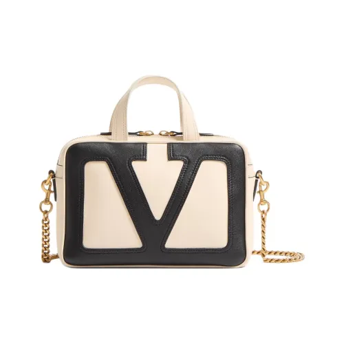 Valentino Овчина Одно Плечо Сумка Женская Масляный Белый и Черный