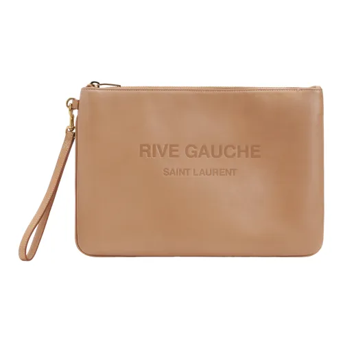 SAINT LAURENT Rive Gauche Телячья кожа БЕАЧ БАГ Запястье Сумка Клатч Мужской Коричневый