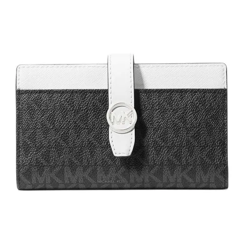 MICHAEL KORS Greenwich Покрытый холст Кошелек Средний Женский Черный Белый