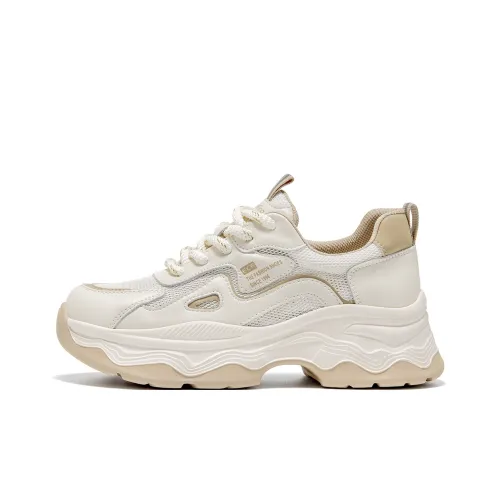 Spider King Low Топ Толстая подошва Кроссовки Женские Абрикос