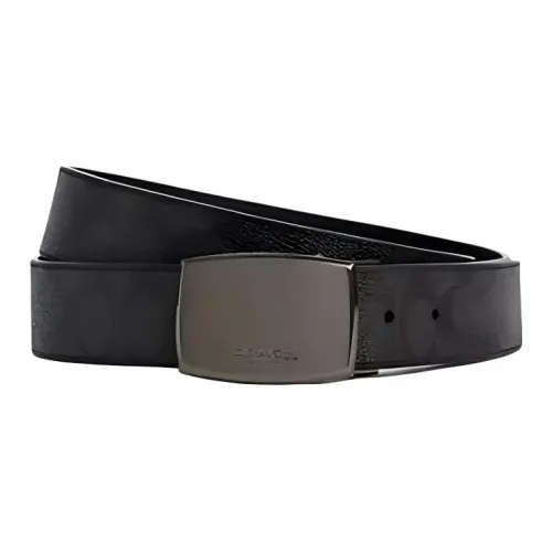 COACH Покрытие Холст Телячья Кожа Кожаные Ремни Мужской Черный Ширина 3,8 см