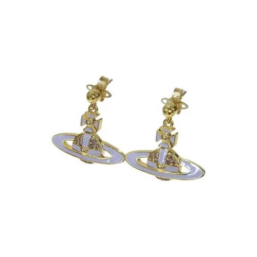 Vivienne Westwood Латунь Искусственный кристалл Подвеска Серьги-гвоздики Женские Золото Фиолетовый