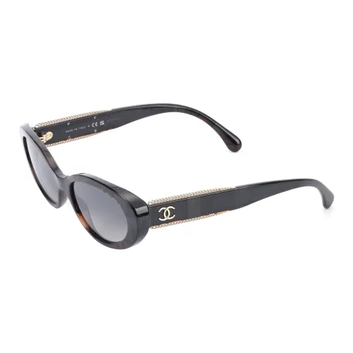 CHANEL OVAL SUNGLASSES Женские Коричневый
