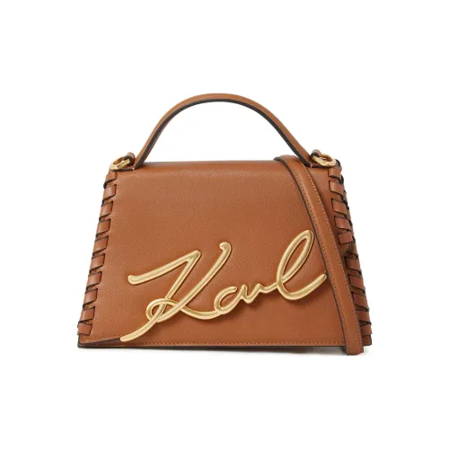 Сумка через плечо из кожи Karl Lagerfeld средний размер женская коричневая