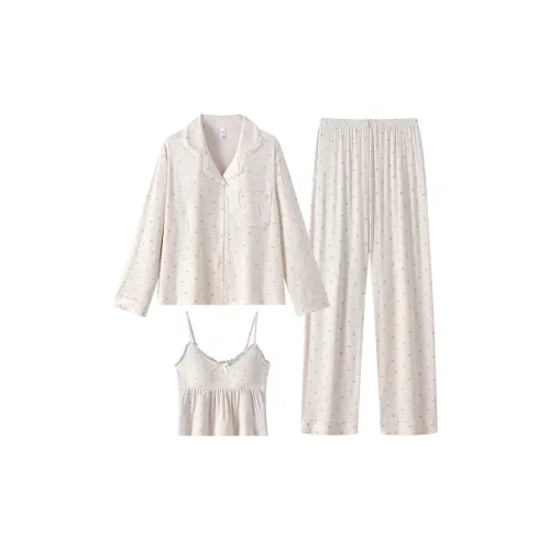 Gongdie Pajama Комплект Женский Кремовый Абрикос