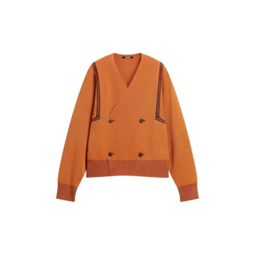 Jacquemus SS25 Пуговица Пуховые куртки Кардиган Трикотаж Мужской Апельсин Апельсин