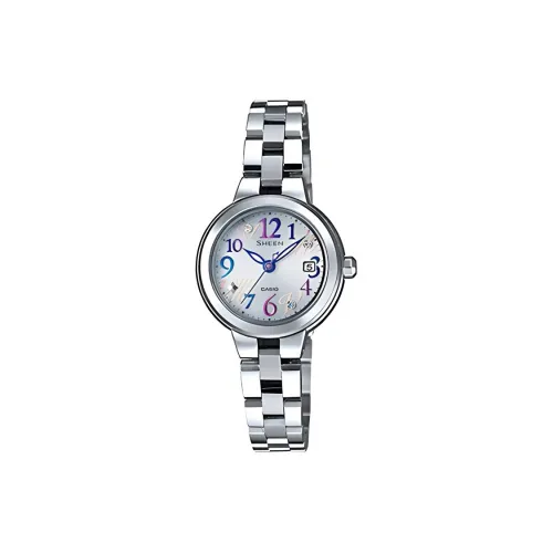 CASIO SHEEN Кварцевый механизм нержавеющая сталь ремешок женские часы серебристый циферблат