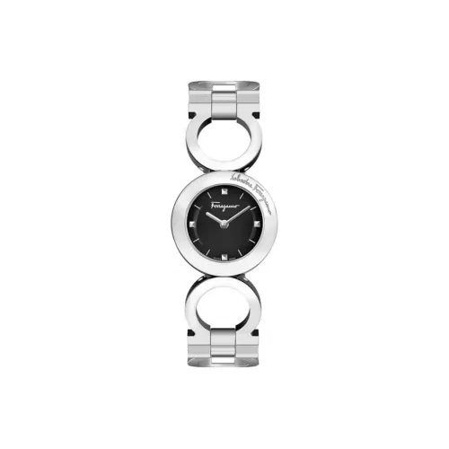 Ferragamo Женские часы Кварцевый механизм Ремешок из нержавеющей стали 28 мм Черный циферблат