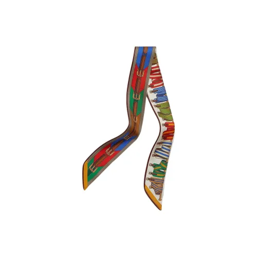 HERMES Silk Silk Leather Silk Scarves Women's Multicolor HERMES Шелковый Шелковый Кожа Шелковые платки для женщин Многоцветный