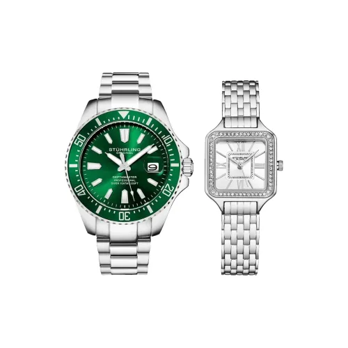 STUHRLING Watch Кварцевый механизм Нержавеющая сталь Ремешок 42 мм Зеленый циферблат Унисекс