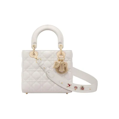 DIOR Lady Dior My ABCDior Овчина Сумка Lady Dior Сумка через плечо Сумка Маленькая Women's White