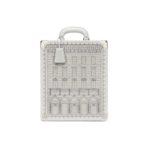FENDI Футляр Roma PalazzoДорожный Футляр Для Украшений Из Кожи Белого Цвета