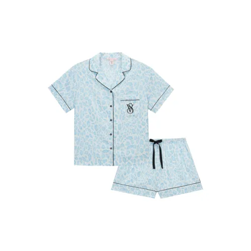 Victoria's Secret Pajama Комплект Женский Синий Леопардовый С принтом