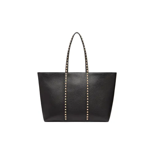 Valentino Rockstud Телячья кожа с рельефом Тоут Сумка Сумка для покупок Сумка через плечо Женская Черная