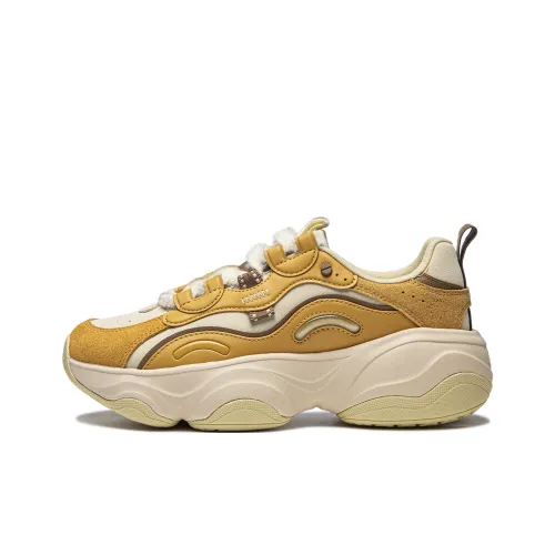 LiNing Honey V2 Противоскользящий Устойчивый к истиранию Низкий Топ Кроссовки с Толстой Подошвой Женские Бежевый Желтый