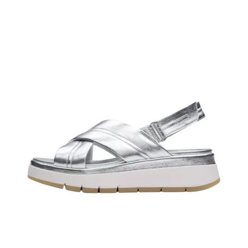 Clarks Tuscan Cross One Strap Sandals 5,5cm Женские Серебряные