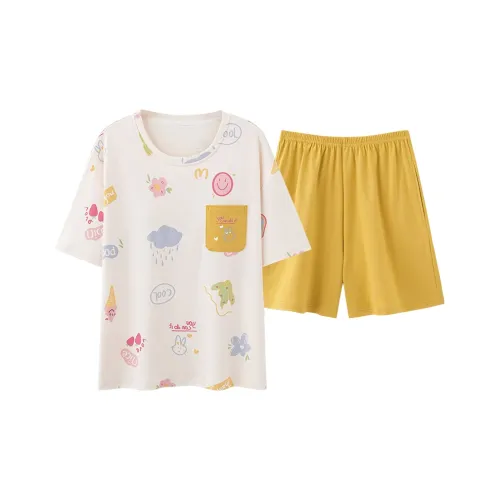 Shivs Pajama Комплект Женский Бежевый Желтый