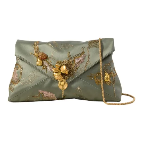 DRIES VAN NOTEN Сатиновая ткань клатч женский светло-зеленый