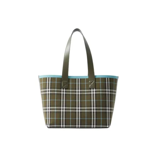 Burberry Хлопок And Холст Сумка Сумка-тоут Сумка для покупок Сумка через плечо Стандартная Маленькая Женская Оливково-зеленая