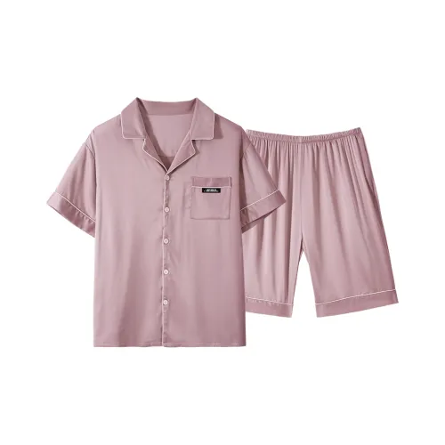 Qin Jing Пижамный комплект Мужской Розовый Фиолетовый