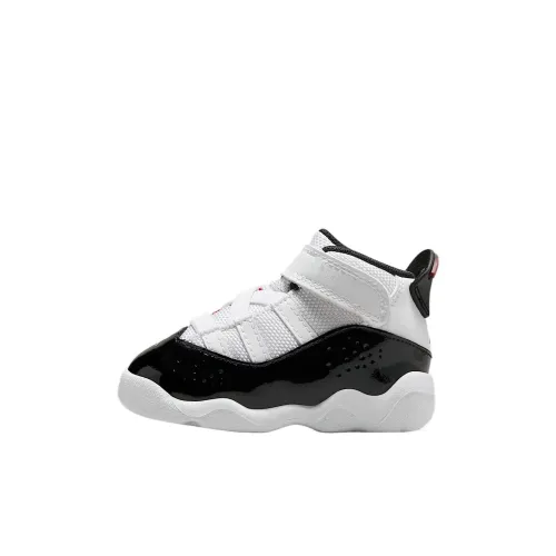 Jordan Air Jordan 6 Кольца Slip-resistant и дышащая обувь для малышей черный белый для младенцев и малышей