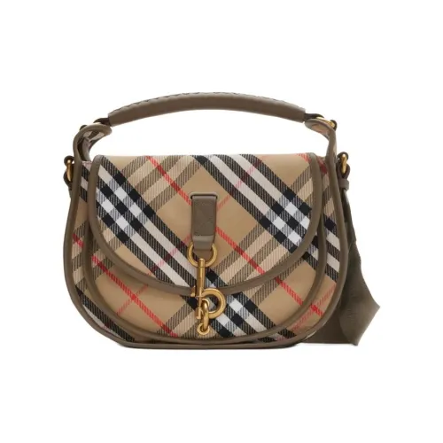 Burberry Сумка-почтальонка Компактного Размера С Застежкой-зажимом Кожаная Ручка Регулируемый Текстильный Ремень Застежка-молния