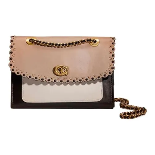 COACH Паркер Кожа Сумка через плечо Средняя Женская Хаки и Белый