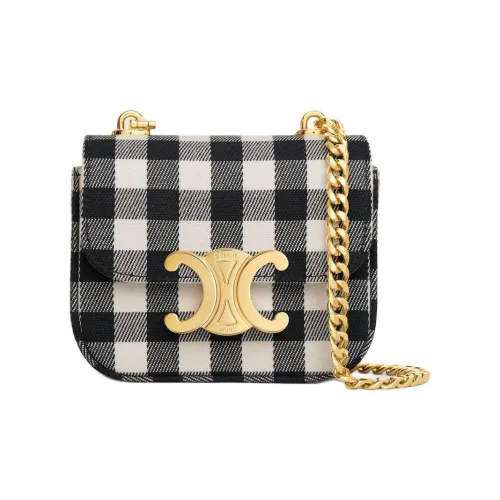 CELINE Claude Ткань Сумка через плечо Мини Женская Черная Белая