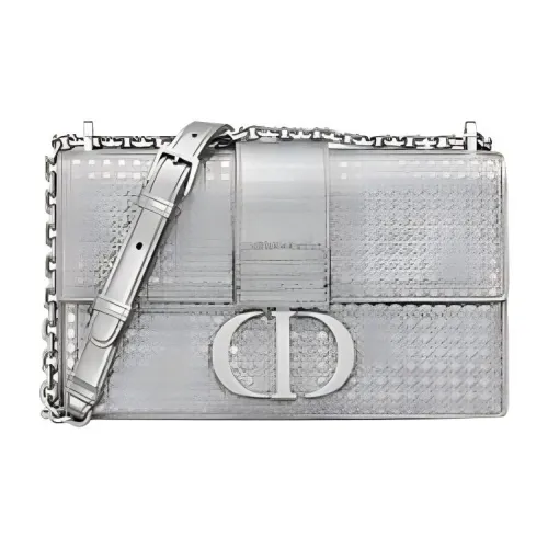 DIOR 30 MontaigneD Bubble Collection Коровья кожа Сумка с цепочкой Сумка через плечо Женская серебряная