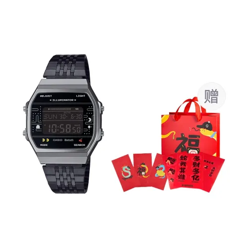 CASIO PAC MAN Коллаборация Кварцевый механизм Часы Унисекс Черный циферблат