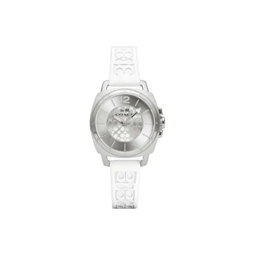 COACH Наручные часы Кварцевый механизм Силиконовый ремешок 34 мм Серебристый циферблат Женские часы