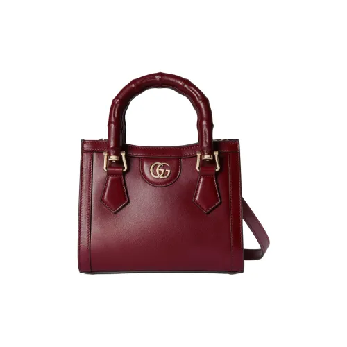 GUCCI Diana Мягкая кожа Тоут Сумка Сумка для покупок Сумка через плечо Сумка Мини Женская Темно-красная