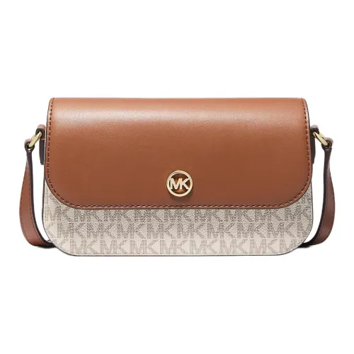 MICHAEL KORS Jet Set Travel Покрытие Холст Сумка через плечо Сумка на плечо Маленькая Женская Коричневый и Ванильный Белый